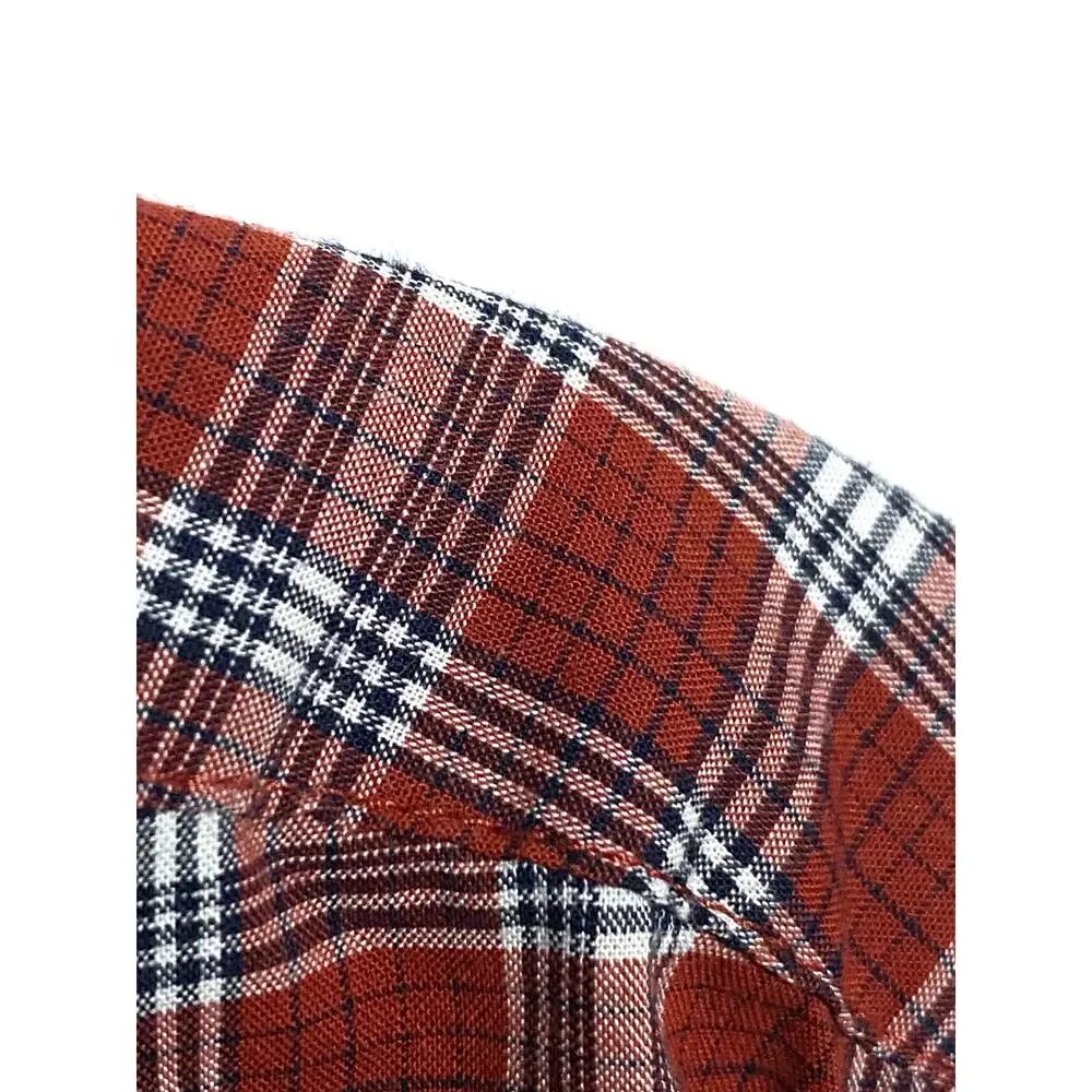 Banana Republic Red Plaid Slim Fit Button Shirt Mens S Stretch Soft Wash Classic